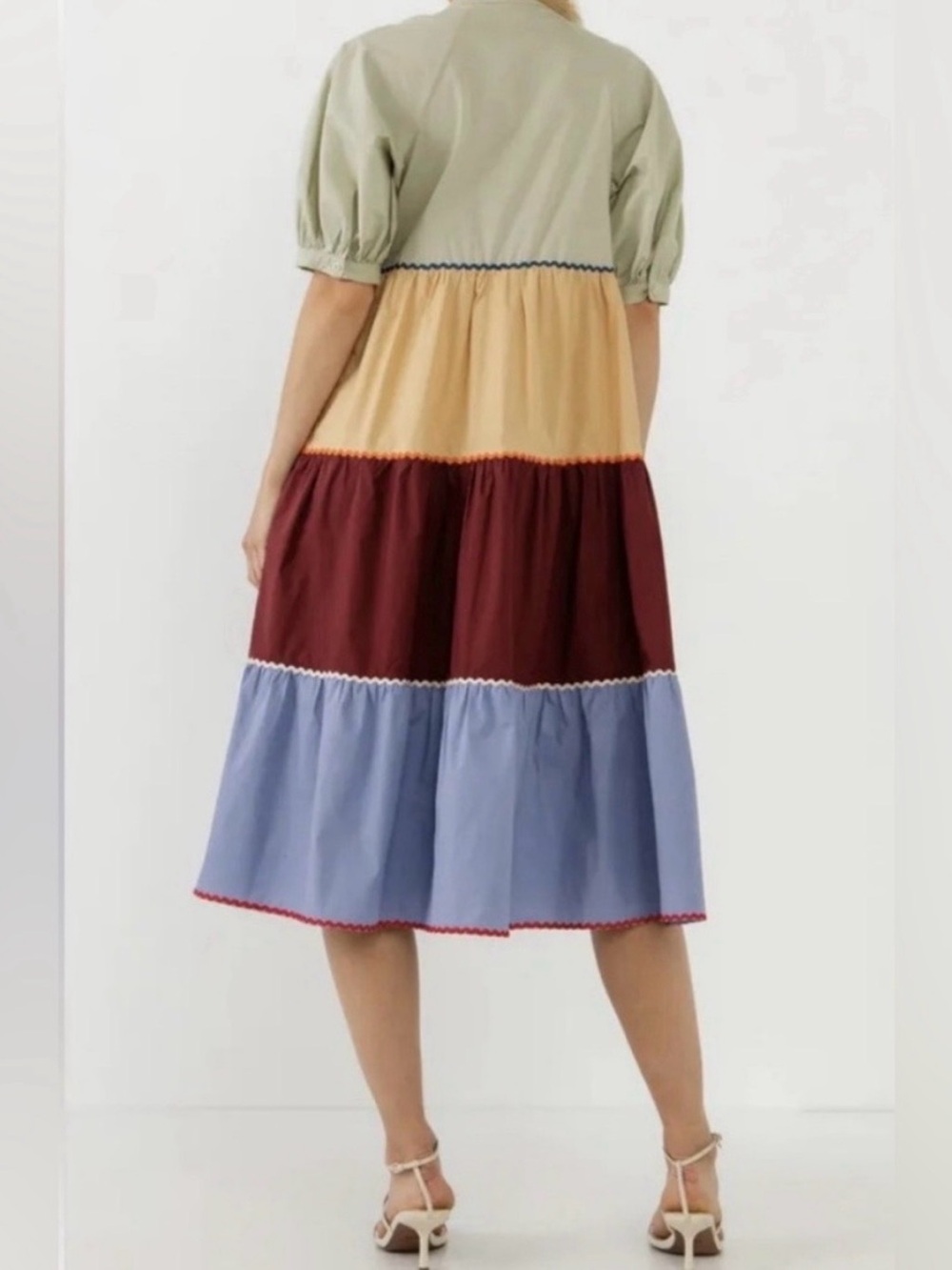 English Factory Tuscany Ric Rac Colorblock Midi Dress | Small - Picture 7 of 7